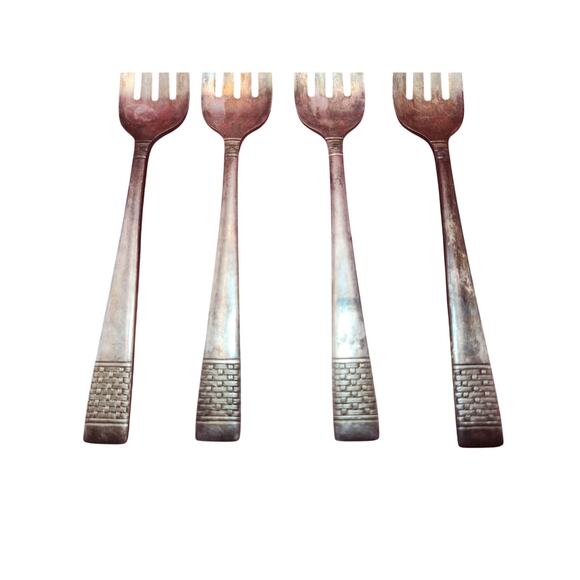 National Silver Co Calvalcade Salad Forks Set of 4 Silverplate 6" 1946 Vintage - Picture 5 of 8